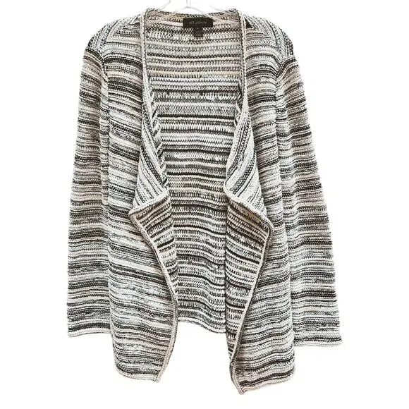 St. John Knits Caviar Ribbon Knit Waterfall Cardigan M Quiet Luxury